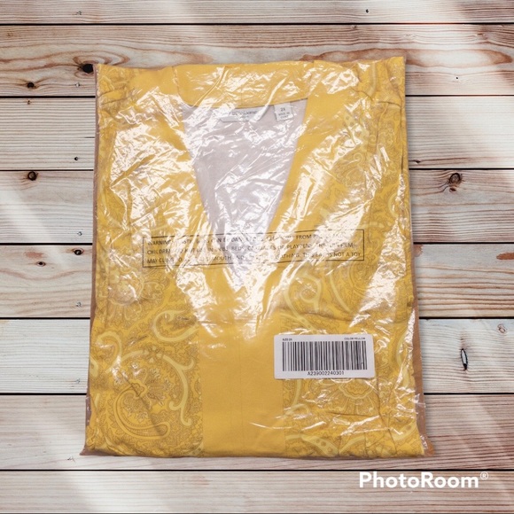 Liz Claiborne New York 3/4 Sleeve Paisley Print Knit Tunic NWT 2X Yellow A239002 - Picture 8 of 12